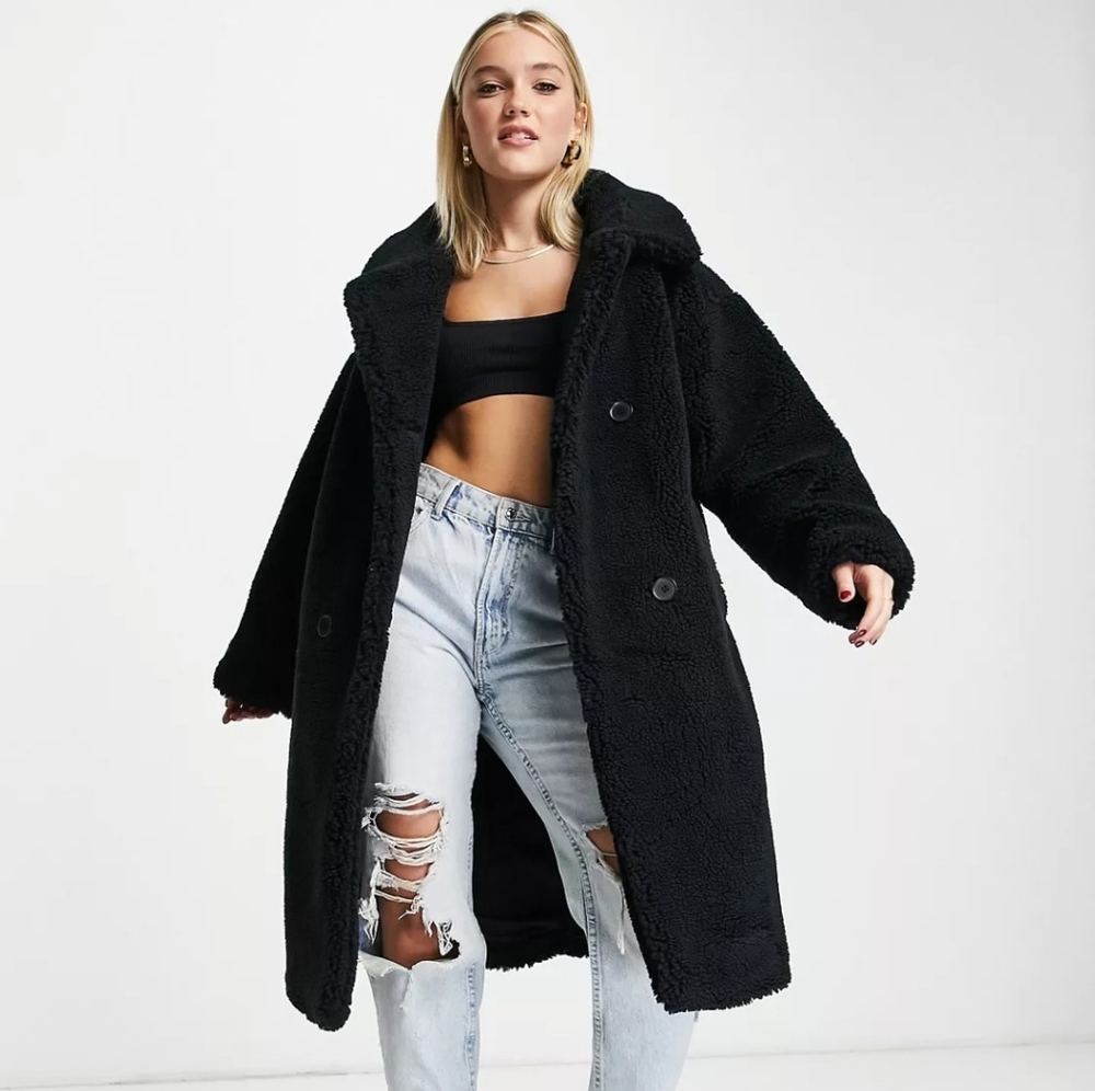 Plus Size French Connection Callie Iren Borg Faux Fur Coat Black. Size 1X